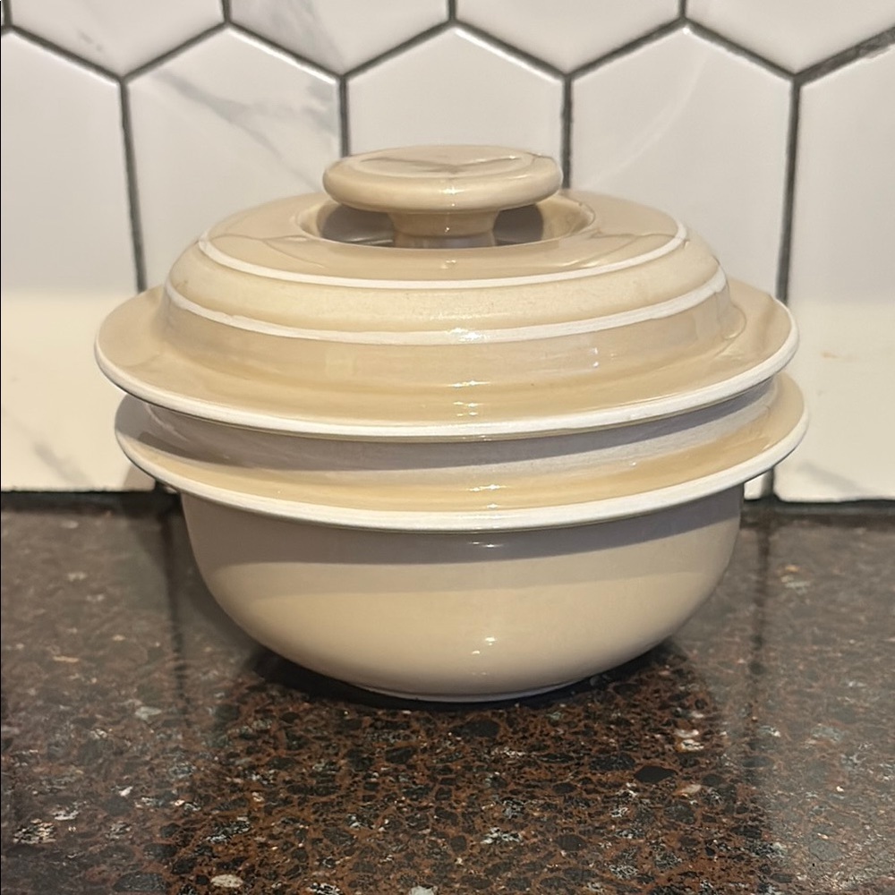 Mikasa New Avenues Free Spirit Round Butter Dish PT804 Excellent Used Conditon